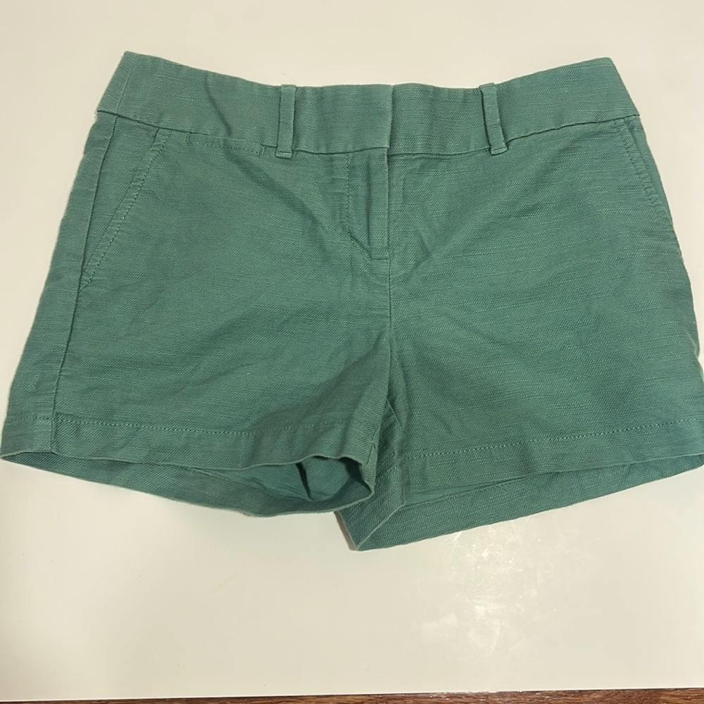 ANN TYLOR LOFT TEEL GREEN WOMEN SHORTS MID RISE SIZE 00